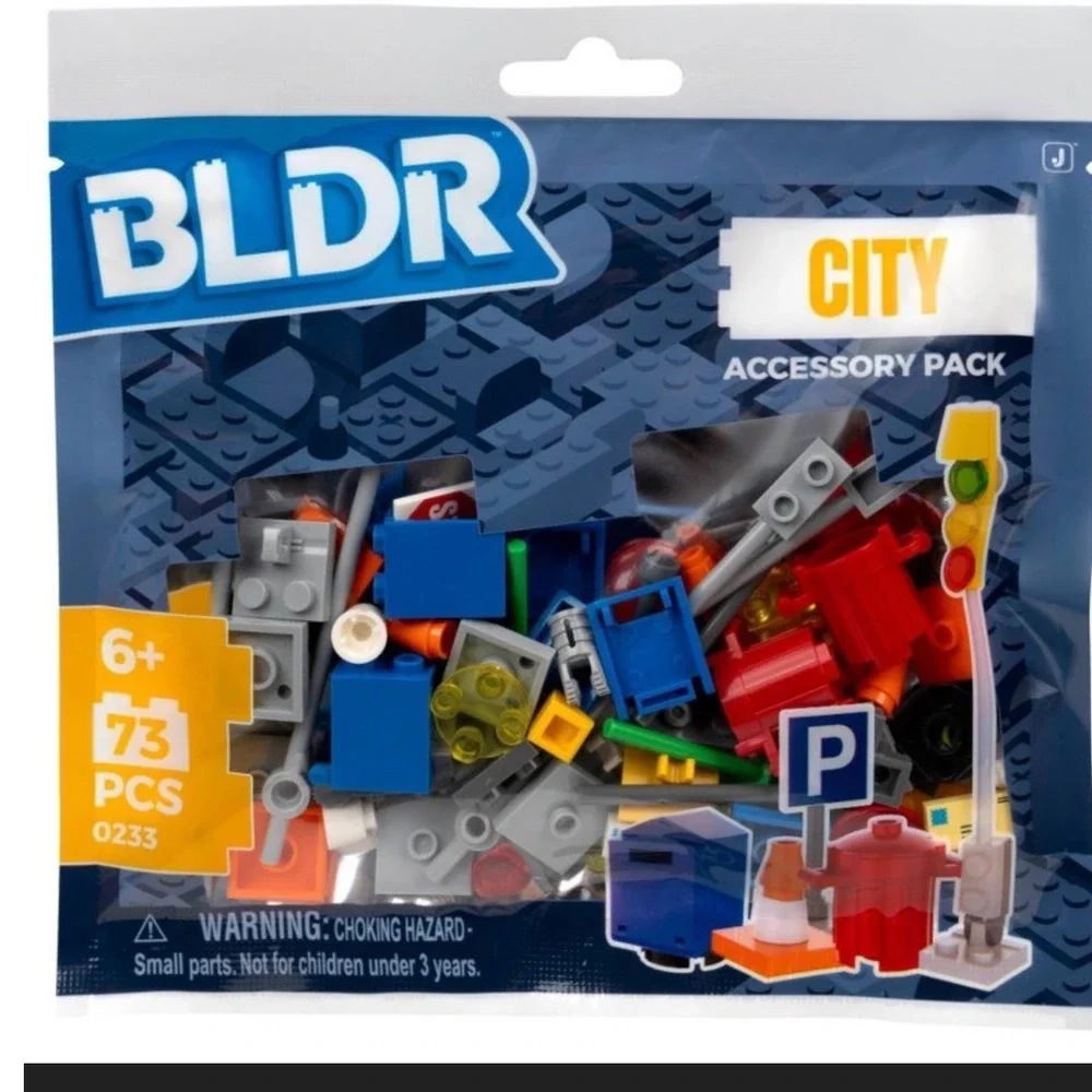 BLDR City Accessory Pack 0233 Building Blocks 73 Pcs Street Signs Lamp Lot of 2